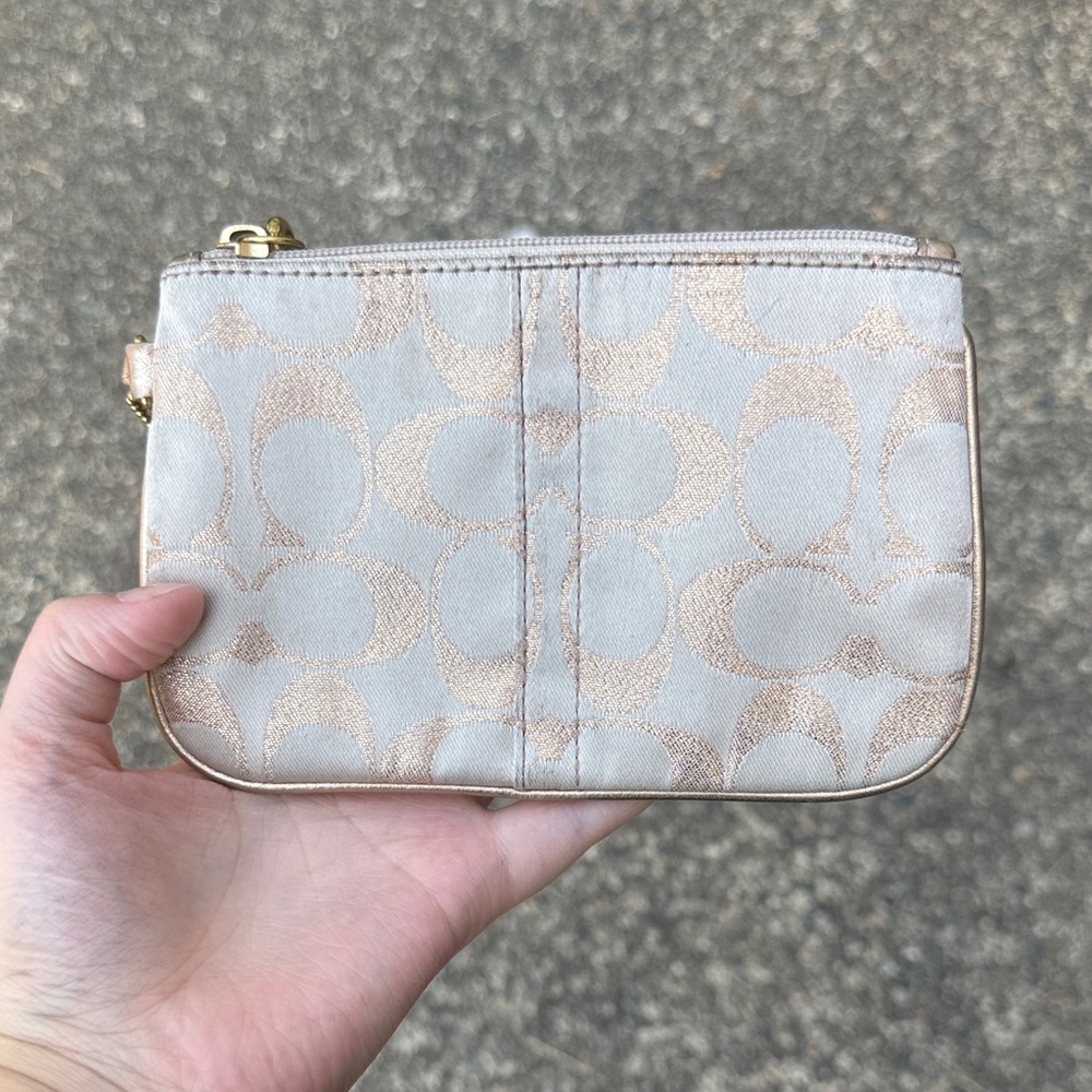Vintage Coach Gold and Cream Signature Wristlet